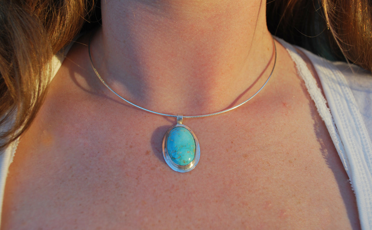 Light Blue Turquoise Pendant Necklace