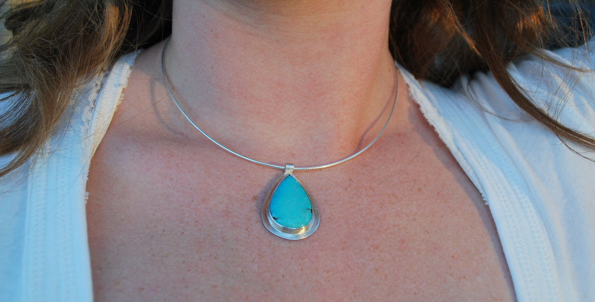 Small Teardrop Turquoise Pendant Necklace